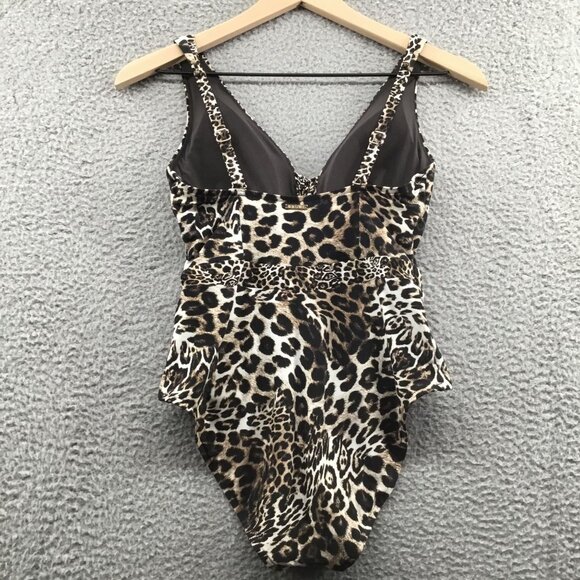 Sea Level Swim Wildside Plunge Multifit One-Piece Swimsuit Leopard 4 - Picture 4 of 6